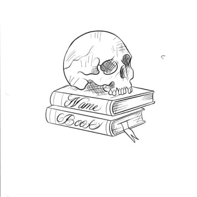 Skull book flash tattoo - Laurel MD